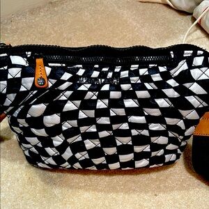 MZ Wallace Black & White Metro Scout Quilted Nylon Crossbody Bag
